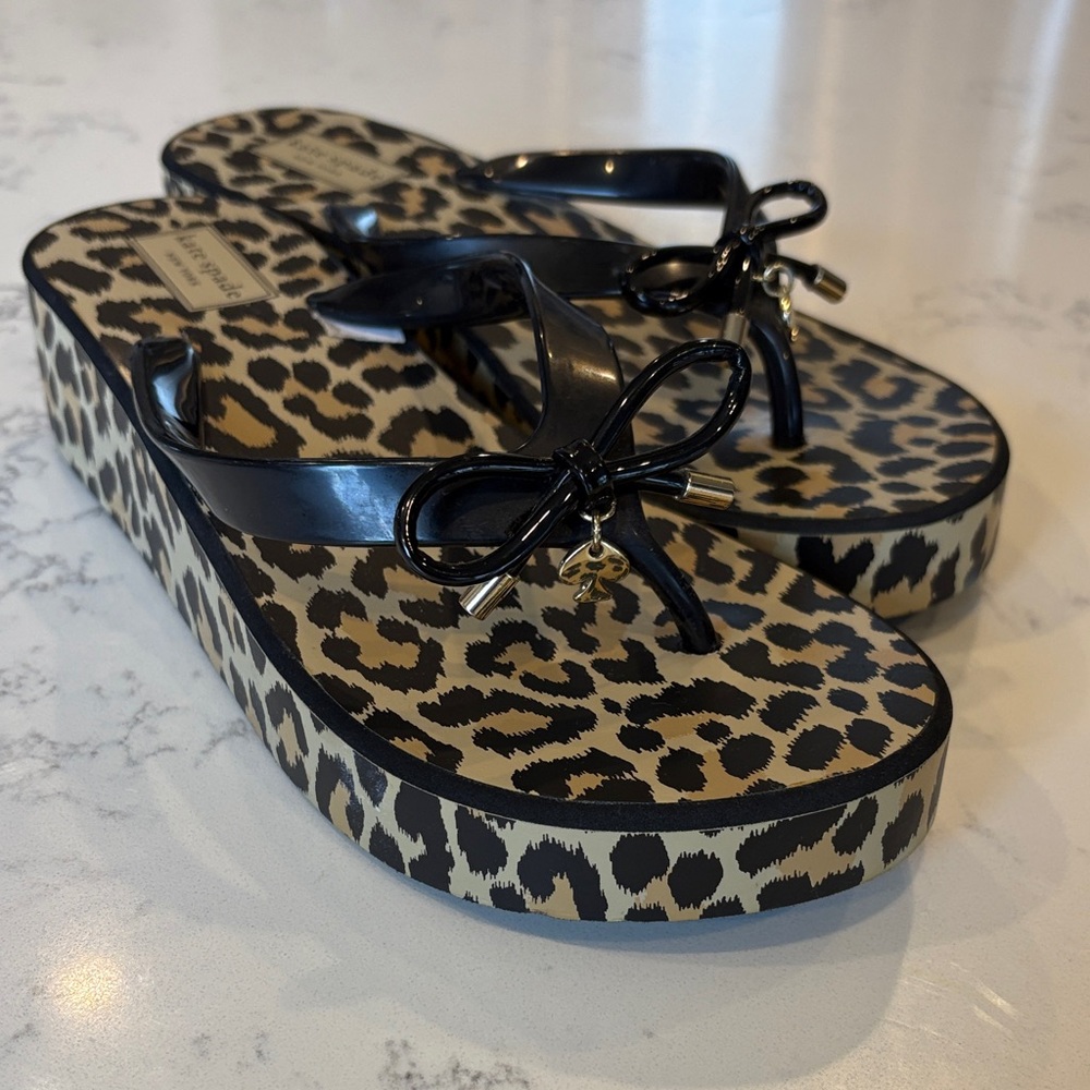 Kate Spade Black and Leopard Print Sandals